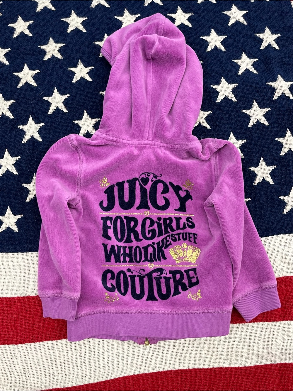 Juicy Couture Girls' Purple Hooded Zip-Up Sweatshirt Size 2